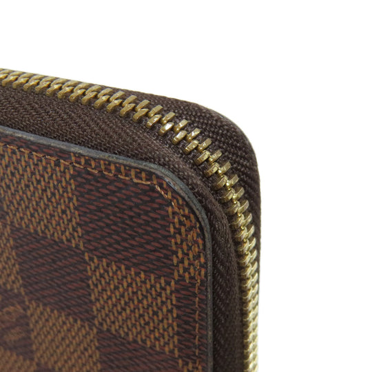 LOUIS VUITTON Long Wallet Purse N41626 Damier canvas Brown Portefeuille Clemence Women Used Authentic