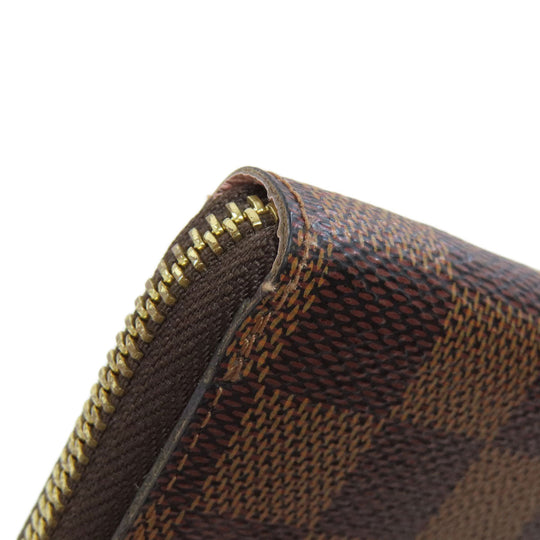 LOUIS VUITTON Long Wallet Purse N41626 Damier canvas Brown Portefeuille Clemence Women Used Authentic