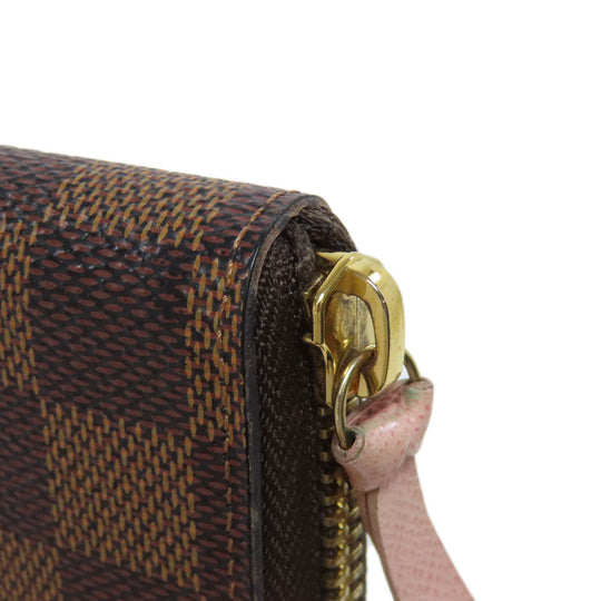 LOUIS VUITTON Long Wallet Purse N41626 Damier canvas Brown Portefeuille Clemence Women Used Authentic