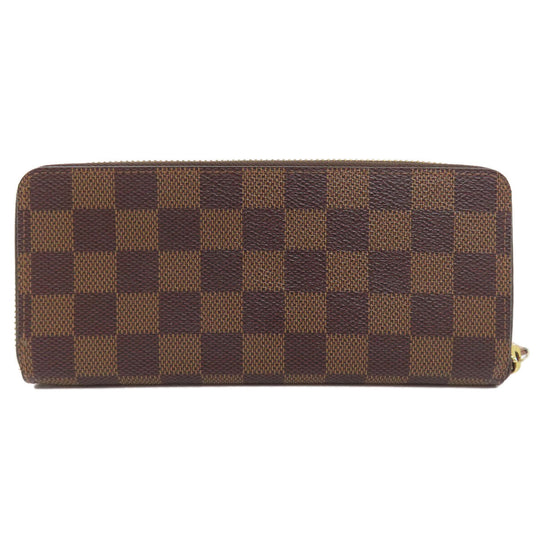 LOUIS VUITTON Long Wallet Purse N41626 Damier canvas Brown Portefeuille Clemence Women Used Authentic