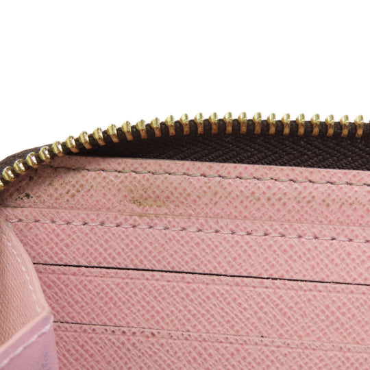LOUIS VUITTON Long Wallet Purse N41626 Damier canvas Brown Portefeuille Clemence Women Used Authentic