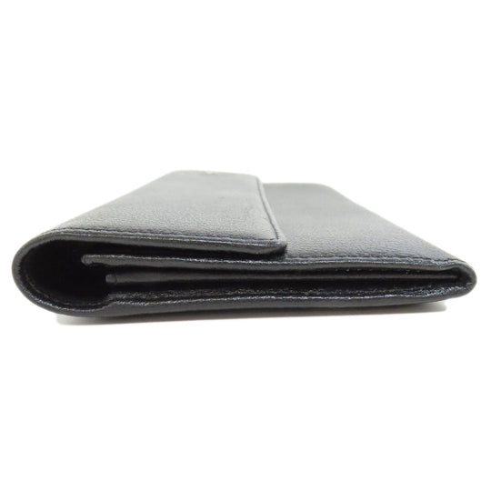 CHANEL Long Wallet Purse Calfskin black Camellia COCO Mark