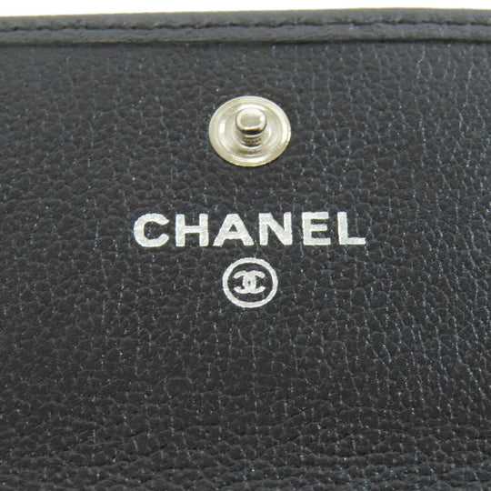 CHANEL Long Wallet Purse Calfskin black Camellia COCO Mark