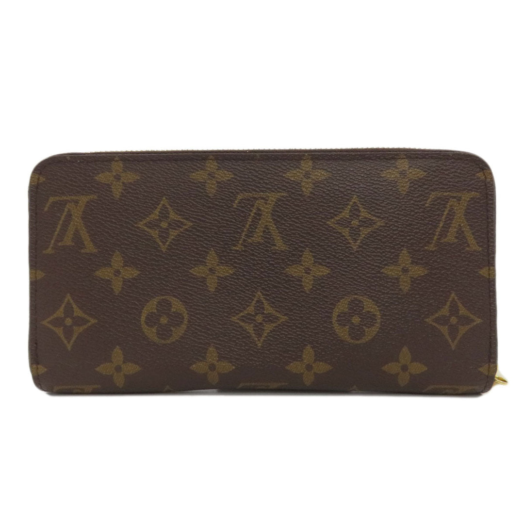 LOUIS VUITTON Long Wallet Purse M42616 Damier canvas Brown Zippy wallet Women Used Authentic