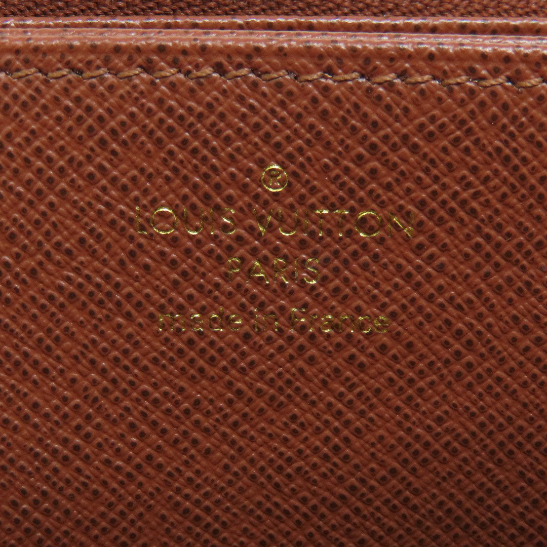 LOUIS VUITTON Long Wallet Purse M42616 Damier canvas Brown Zippy wallet Women Used Authentic