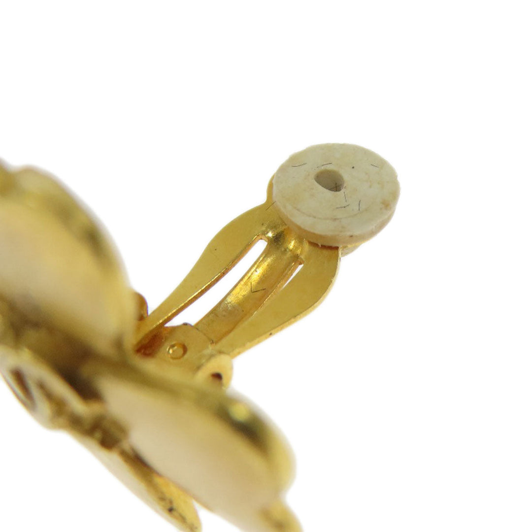CHANEL Earring metallic gold COCO Mark Clover Women Used Authentic
