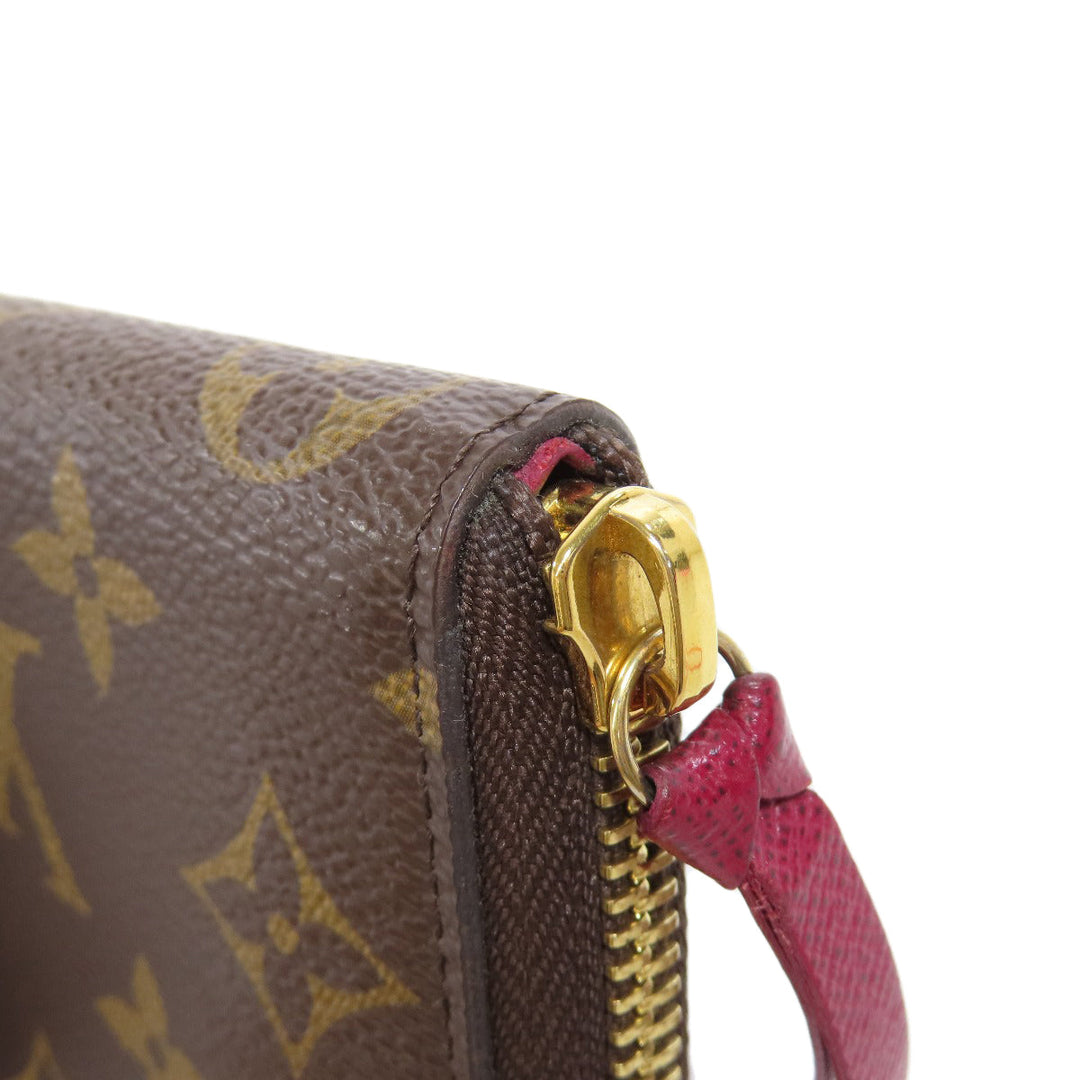 LOUIS VUITTON Long Wallet Purse M60742 Monogram canvas Brown Portefeuille Clemence Women Used Authentic