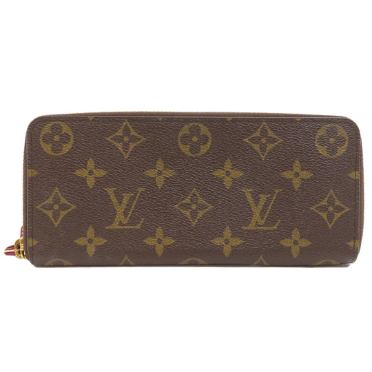 LOUIS VUITTON Long Wallet Purse M60742 Monogram canvas Brown Portefeuille Clemence Women Used Authentic