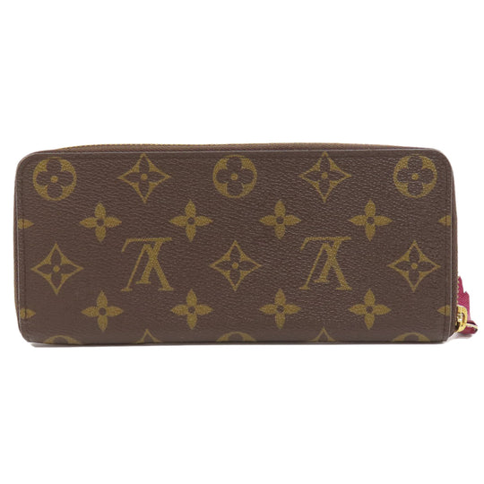 LOUIS VUITTON Long Wallet Purse M60742 Monogram canvas Brown Portefeuille Clemence Women Used Authentic