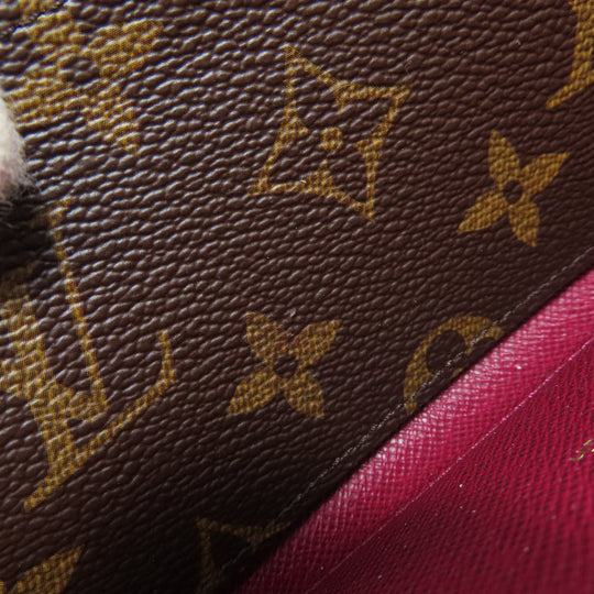 LOUIS VUITTON Long Wallet Purse M60742 Monogram canvas Brown Portefeuille Clemence Women Used Authentic