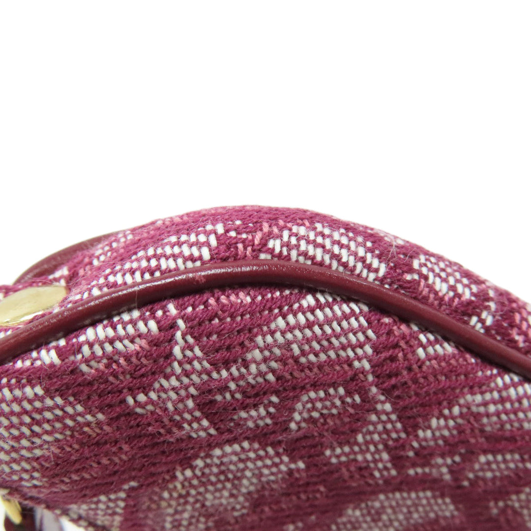 Christian Dior Coin case canvas Red Saddle Trotter Pattern Women Used Authentic