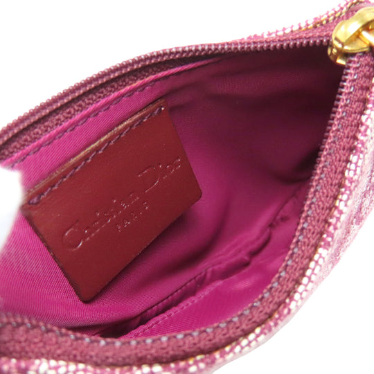 Christian Dior Coin case canvas Red Saddle Trotter Pattern Women Used Authentic