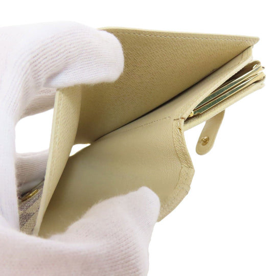 LOUIS VUITTON Bifold Wallet N61676 Damier canvas white Portefeuille Vienova Women Used Authentic
