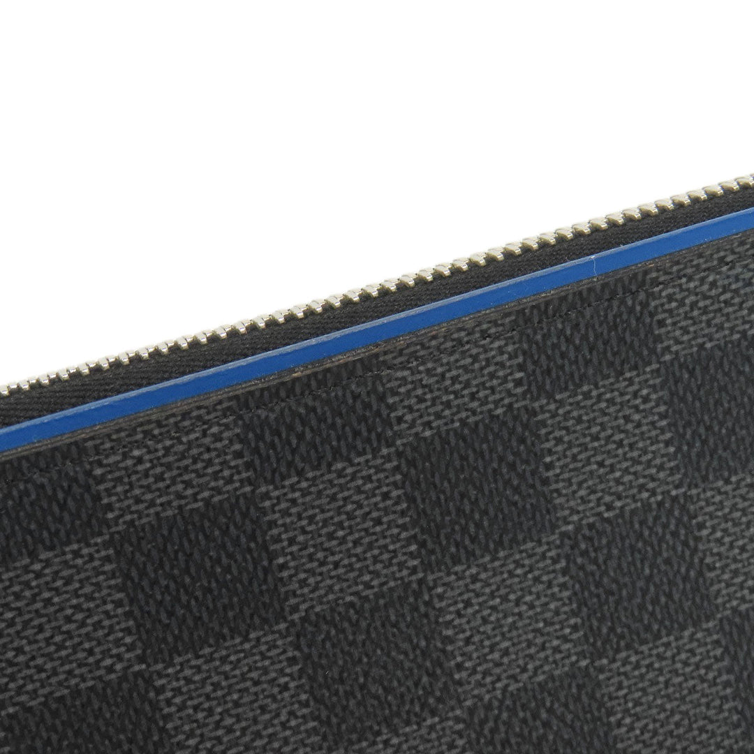 LOUIS VUITTON Long Wallet Purse N64436 Damier canvas black Zippy wallet  Vertical mens Used Authentic