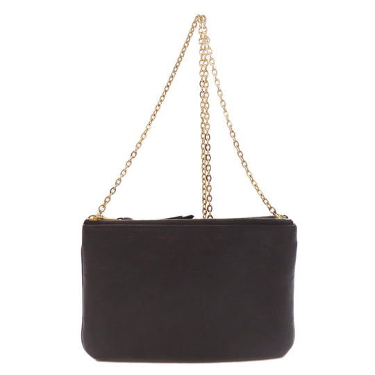 LOUIS VUITTON Shoulder Bag M68568 Ann Platt black Pochette double zip Women Used Authentic