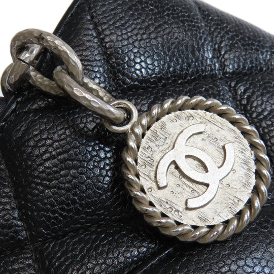 CHANEL Tote Bag Caviar skin black Replica Tote SilverMetal Women Used Authentic
