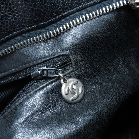 CHANEL Tote Bag Caviar skin black Replica Tote SilverMetal Women Used Authentic