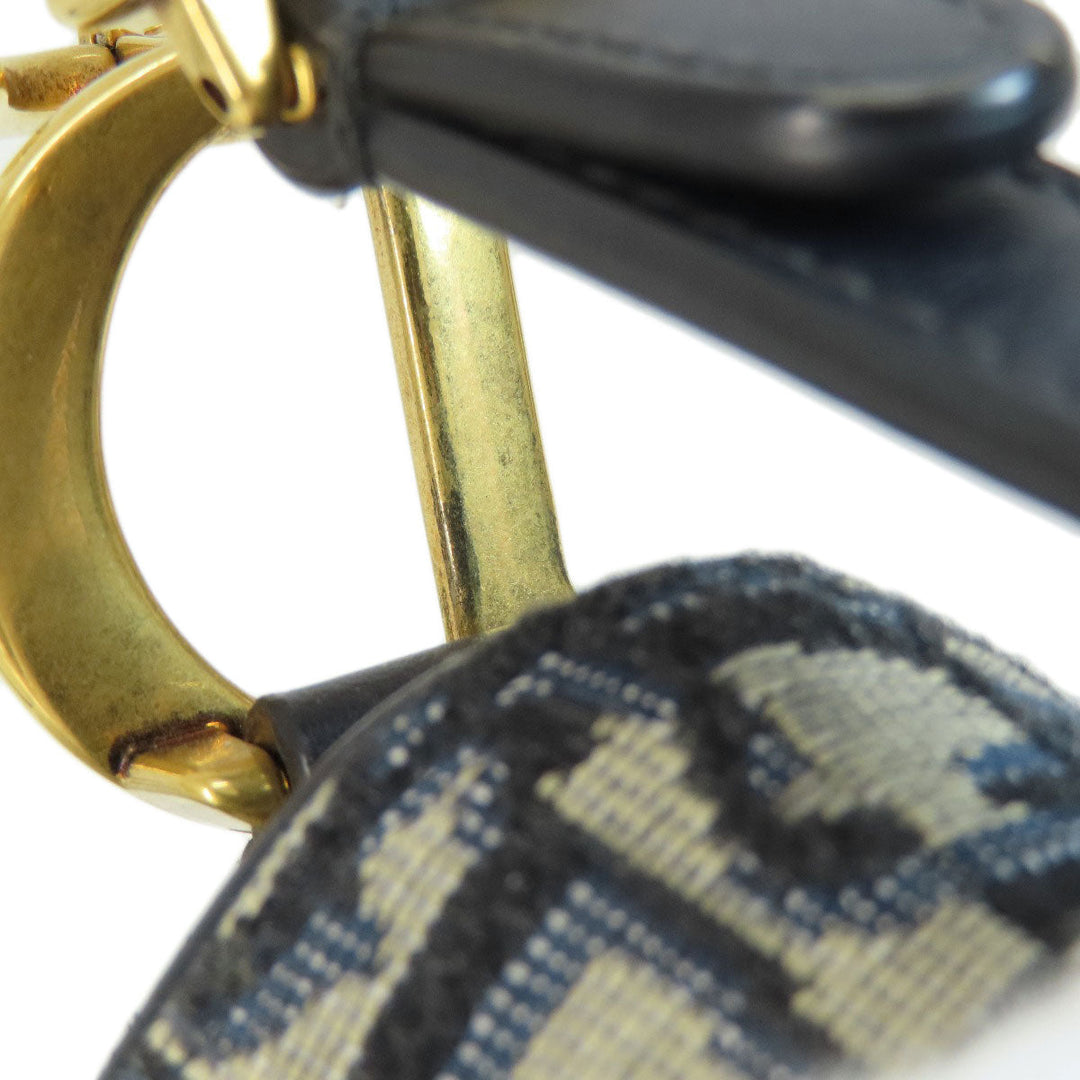 Christian Dior Handbag canvas Navy Mini Saddle Trotter Pattern Women Used Authentic