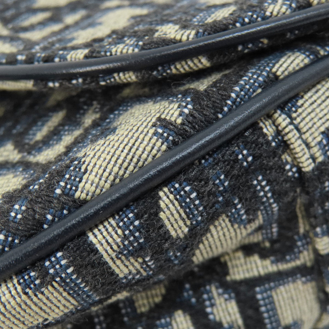 Christian Dior Handbag canvas Navy Mini Saddle Trotter Pattern Women Used Authentic