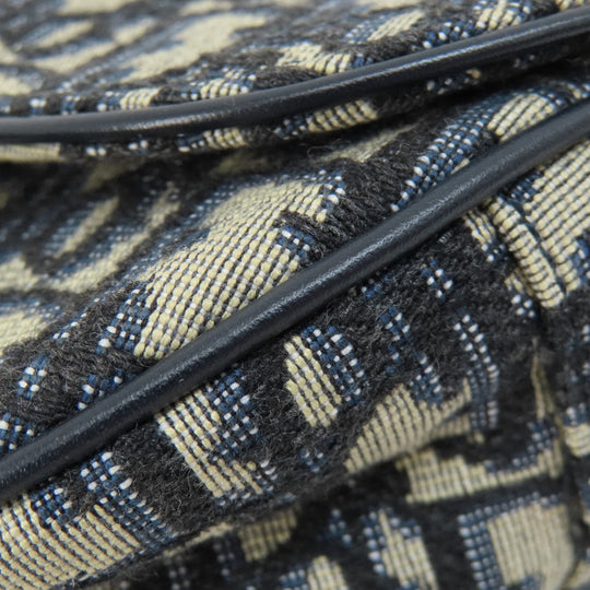 Christian Dior Handbag canvas Navy Mini Saddle Trotter Pattern Women Used Authentic