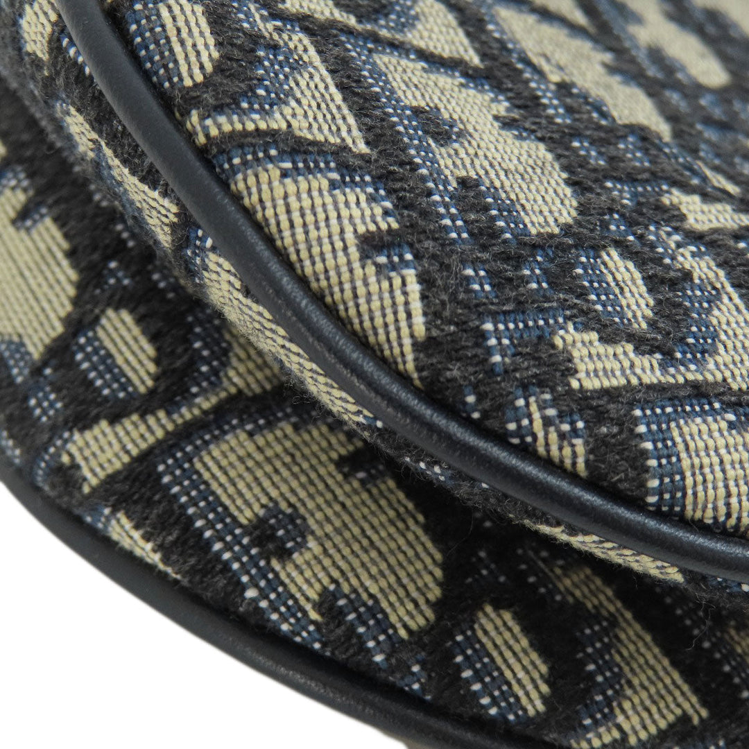 Christian Dior Handbag canvas Navy Mini Saddle Trotter Pattern Women Used Authentic