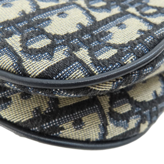 Christian Dior Handbag canvas Navy Mini Saddle Trotter Pattern Women Used Authentic