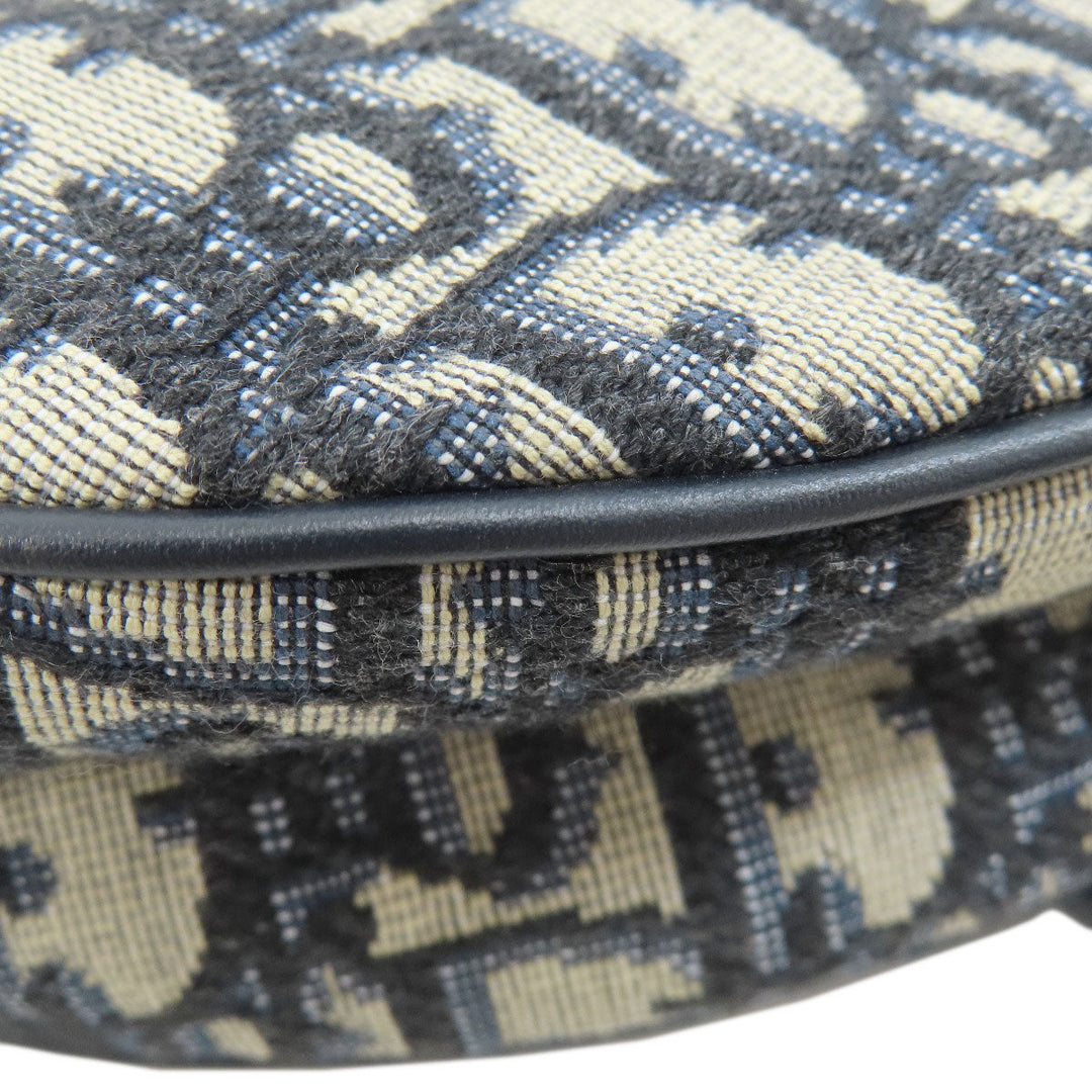 Christian Dior Handbag canvas Navy Mini Saddle Trotter Pattern Women Used Authentic