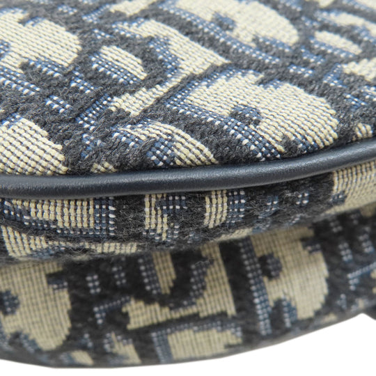 Christian Dior Handbag canvas Navy Mini Saddle Trotter Pattern Women Used Authentic