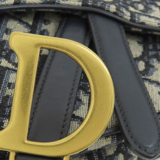 Christian Dior Handbag canvas Navy Mini Saddle Trotter Pattern Women Used Authentic