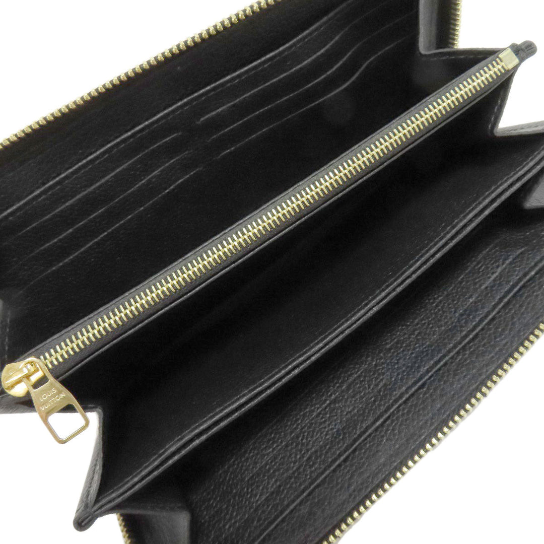 LOUIS VUITTON Long Wallet Purse M61864 Ann Platt black Zippy wallet Women Used Authentic