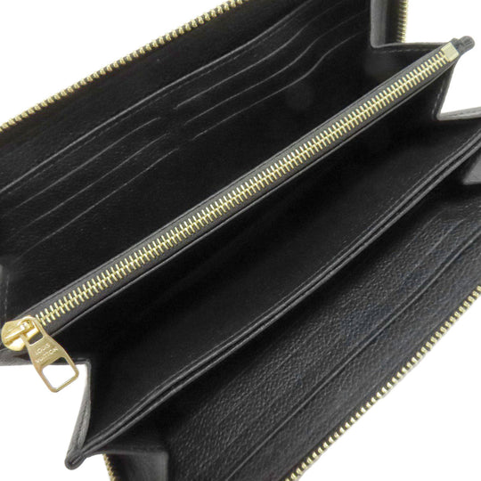 LOUIS VUITTON Long Wallet Purse M61864 Ann Platt black Zippy wallet Women Used Authentic