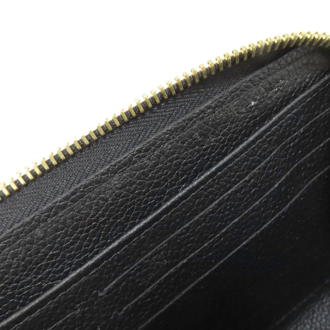 LOUIS VUITTON Long Wallet Purse M61864 Ann Platt black Zippy wallet Women Used Authentic