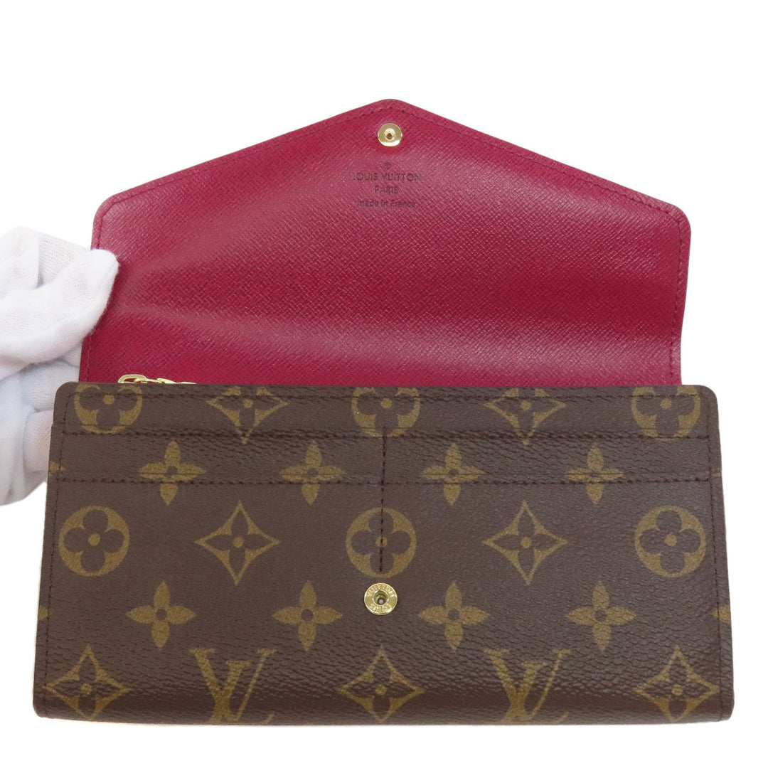 LOUIS VUITTON Long Wallet Purse M62234 Monogram canvas Brown Portefeuille Sara Women Used Authentic