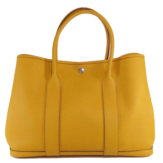 HERMES Tote Bag Country yellow Garden Party PM Jaune Ambre SilverMetal Women Used Authentic