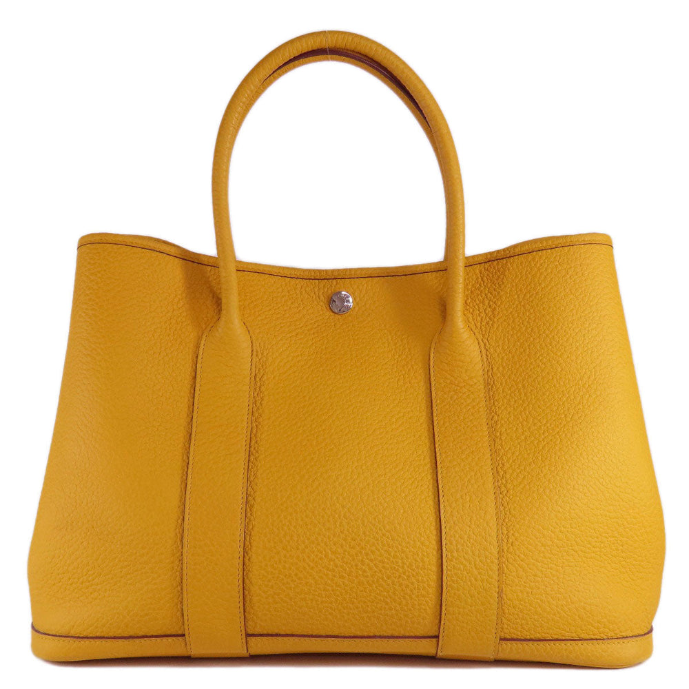 HERMES Tote Bag Country yellow Garden Party PM Jaune Ambre SilverMetal Women Used Authentic