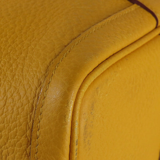 HERMES Tote Bag Country yellow Garden Party PM Jaune Ambre SilverMetal Women Used Authentic