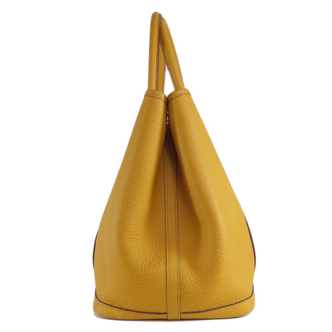 HERMES Tote Bag Country yellow Garden Party PM Jaune Ambre SilverMetal Women Used Authentic