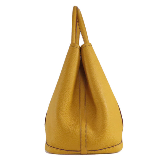 HERMES Tote Bag Country yellow Garden Party PM Jaune Ambre SilverMetal Women Used Authentic