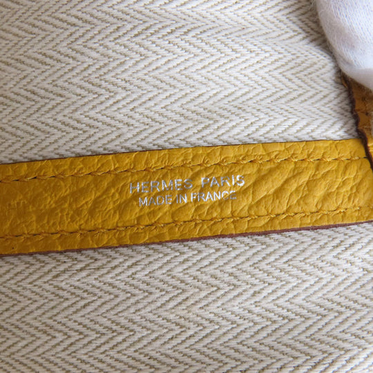 HERMES Tote Bag Country yellow Garden Party PM Jaune Ambre SilverMetal Women Used Authentic
