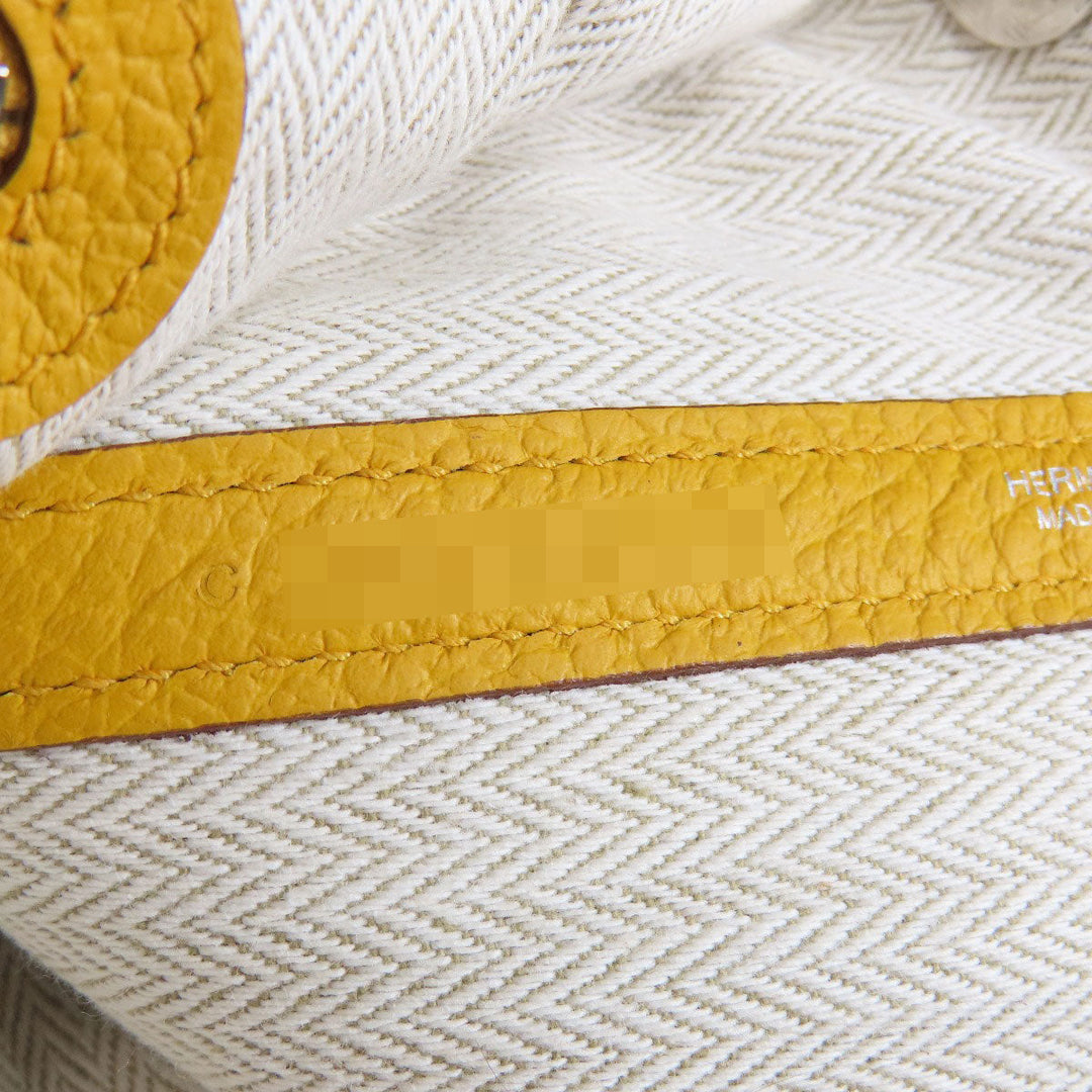 HERMES Tote Bag Country yellow Garden Party PM Jaune Ambre SilverMetal Women Used Authentic