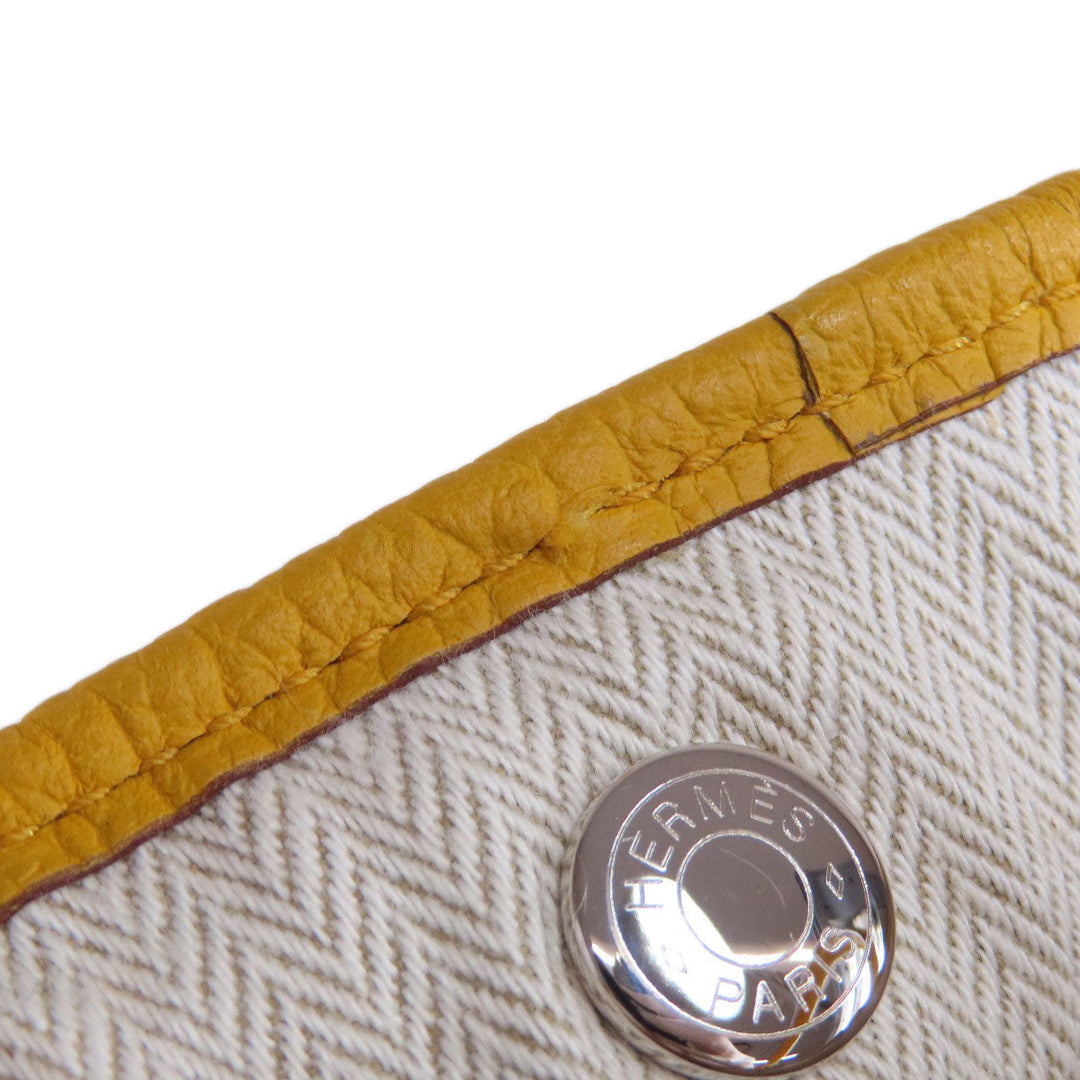 HERMES Tote Bag Country yellow Garden Party PM Jaune Ambre SilverMetal Women Used Authentic