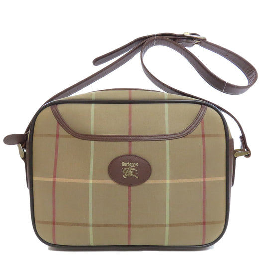 BURBERRY Shoulder Bag canvas Brown Check Pattern Women Used Authentic