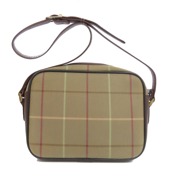 BURBERRY Shoulder Bag canvas Brown Check Pattern Women Used Authentic