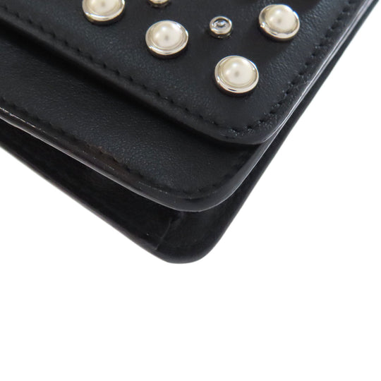 JIMMY CHOO Long Wallet Purse leather black studded chain wallet