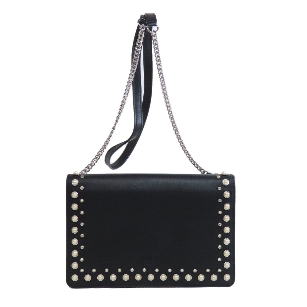 JIMMY CHOO Long Wallet Purse leather black studded chain wallet