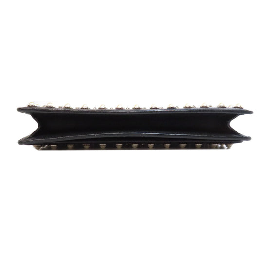 JIMMY CHOO Long Wallet Purse leather black studded chain wallet