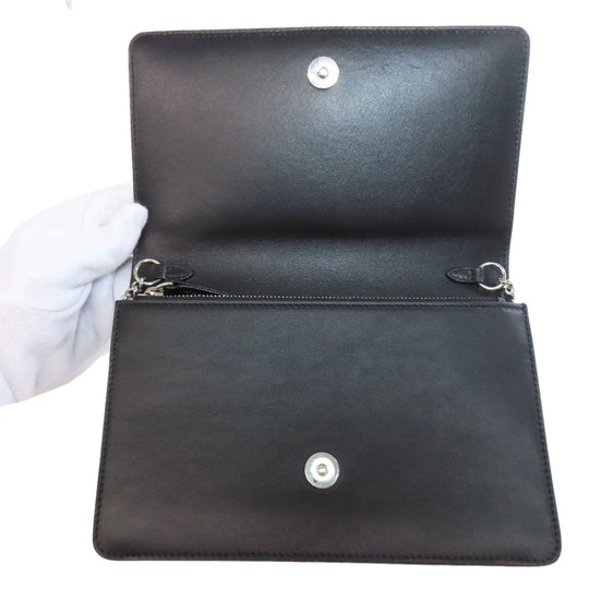 JIMMY CHOO Long Wallet Purse leather black studded chain wallet