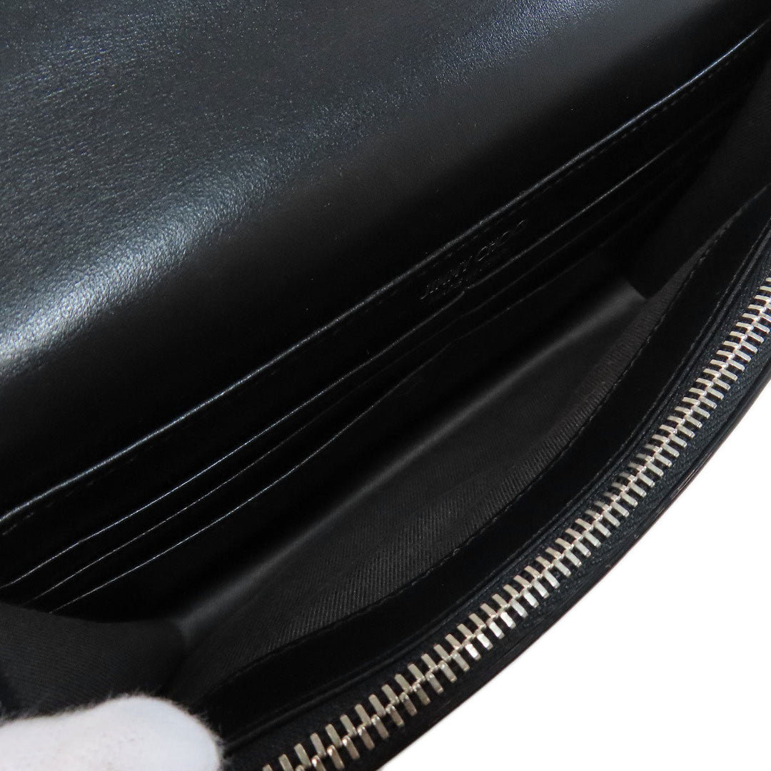 JIMMY CHOO Long Wallet Purse leather black studded chain wallet