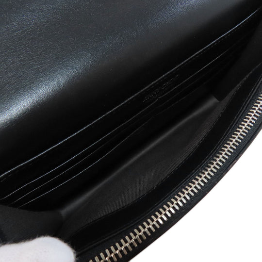 JIMMY CHOO Long Wallet Purse leather black studded chain wallet