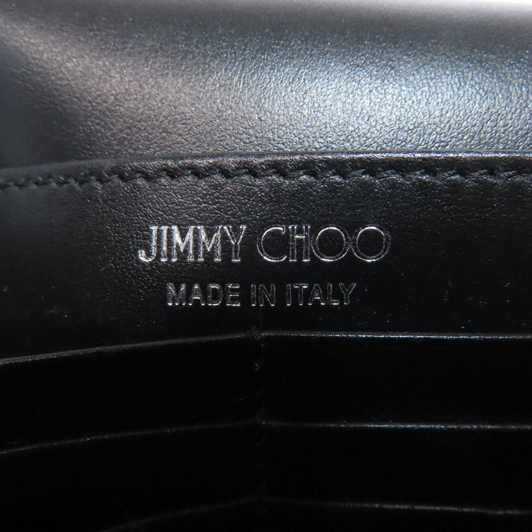 JIMMY CHOO Long Wallet Purse leather black studded chain wallet
